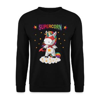 Unicorn superhero supercorn hero boy girl - Unisex Sweatshirt - black - Front - Alina (178cm) & Michal (187cm)