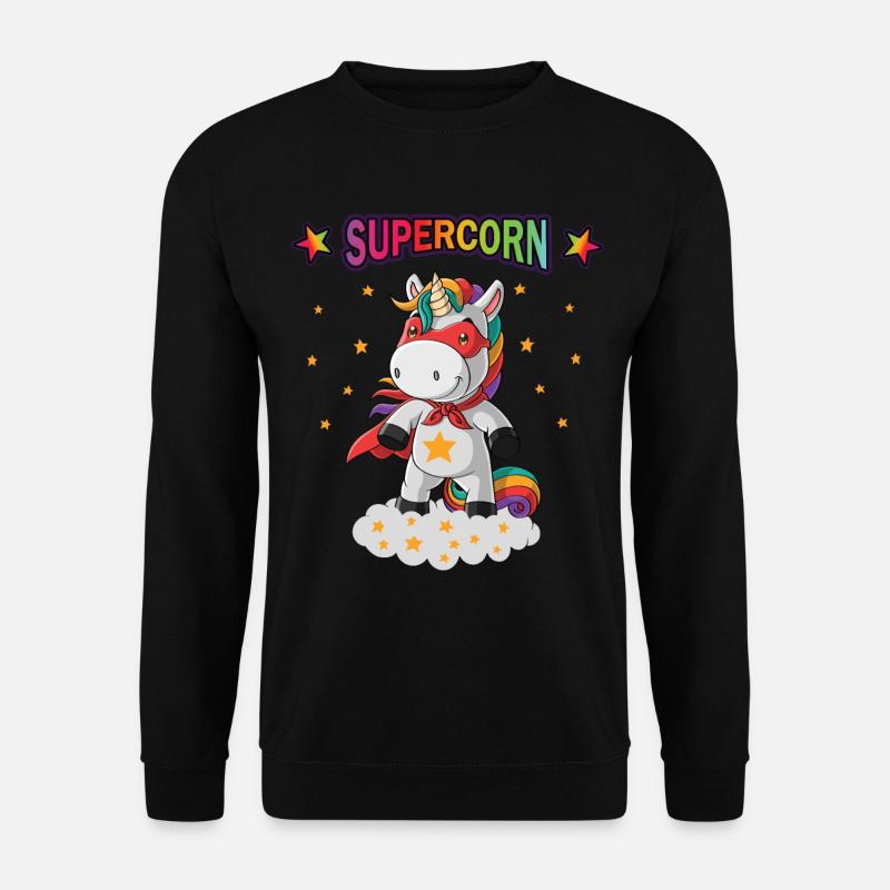 Einhorn Superheld Supercorn Held Jungen Mädchen - Unisex Pullover - Schwarz