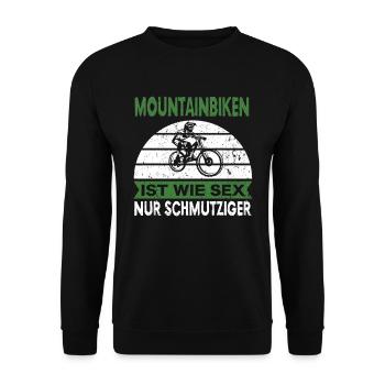 Mountainbike Mountainbiken Biker Fahrrad Geschenk - Unisex Pullover - Schwarz - Vorne - Alina (178cm) & Michal (187cm)