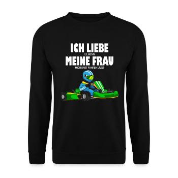 Lustiges Kartfahrer Go Kart Racing - Unisex Pullover - Schwarz - Vorne - Alina (178cm) & Michal (187cm)