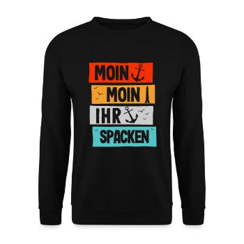 Moin Ihr Spacken - Unisex Pullover - Schwarz - Vorne - Alina (178cm) & Michal (187cm)