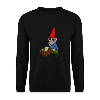 Garden gnome wheelbarrow garden dwarf shovel - Unisex Sweatshirt - black - Front - Alina (178cm) & Michal (187cm)