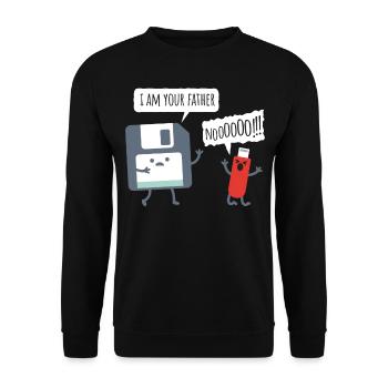 USB Floppy Disk - Nerd Geek Shirt - Unisex Pullover - Schwarz - Vorne - Alina (178cm) & Michal (187cm)