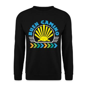 Der Jakobsweg Buen Camino | Küstenweg Pilger - Unisex Pullover - Schwarz - Vorne - Alina (178cm) & Michal (187cm)