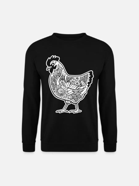 Huhn Huhn Blumenmuster - Unisex Pullover - Schwarz