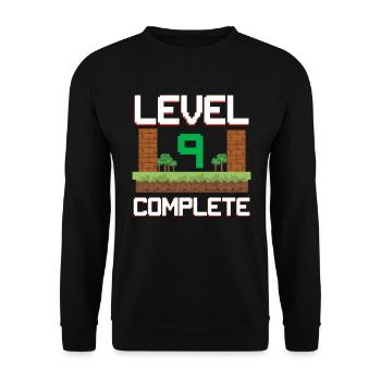 Gamer children 9th birthday boys 9 years level 9 - Unisex Sweatshirt - black - Front - Alina (178cm) & Michal (187cm)