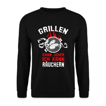 Grillen Kann Jeder Ich Kann Räuchern Grill Meister - Unisex Pullover - Schwarz - Vorne - Alina (178cm) & Michal (187cm)