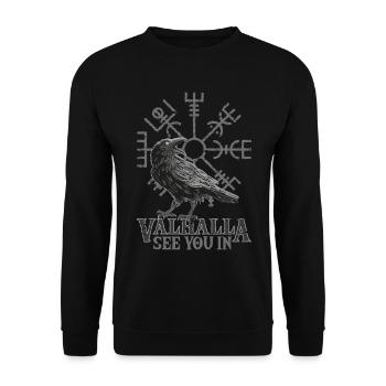 See you in Valhalla Design pour les fans de Vikings - Sweat-shirt Unisexe - noir - Devant - Alina (178cm) & Michal (187cm)