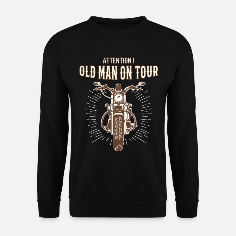 Alter Mann auf Tour Motorrad Geschenk - Unisex Pullover - Schwarz