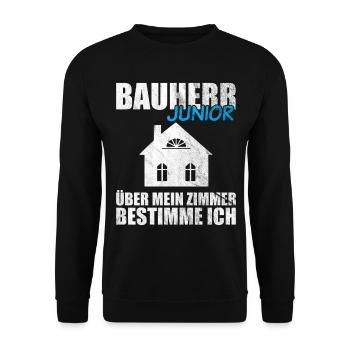 Lustiges Bauherr Junior Geschenk - Unisex Pullover - Schwarz - Vorne - Alina (178cm) & Michal (187cm)