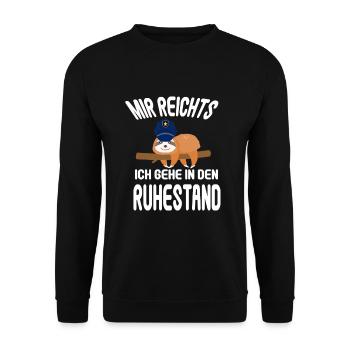 Polizei Ruhestand Geschenk Abschied - Unisex Pullover - Schwarz - Vorne - Alina (178cm) & Michal (187cm)