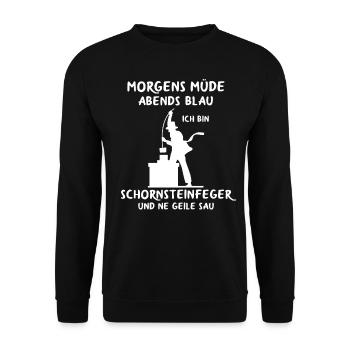 Schornsteinfeger Kaminkehrer Geschenk Essenkehrer - Unisex Pullover - Schwarz - Vorne - Alina (178cm) & Michal (187cm)
