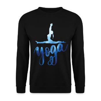 Yoga Mädchen Spagat Geschenkidee - Unisex Pullover - Schwarz - Vorne - Alina (178cm) & Michal (187cm)