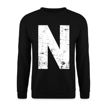 Lettre N - Sweat-shirt Unisexe - noir - Devant - Alina (178cm) & Michal (187cm)