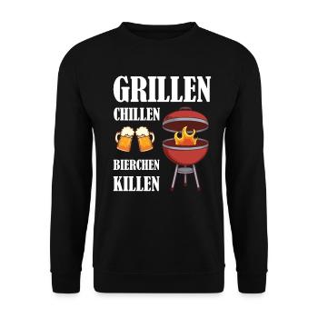 grillen fleisch bbq gartenparty grillfest geschenk - Unisex Pullover - Schwarz - Vorne - Alina (178cm) & Michal (187cm)