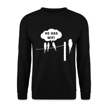 Bird WiFi Wifi Funny - Unisex Sweatshirt - black - Front - Alina (178cm) & Michal (187cm)