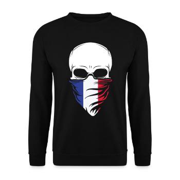 Dia De Los Muertos - France Skull - Unisex Pullover - Schwarz - Vorne - Alina (178cm) & Michal (187cm)