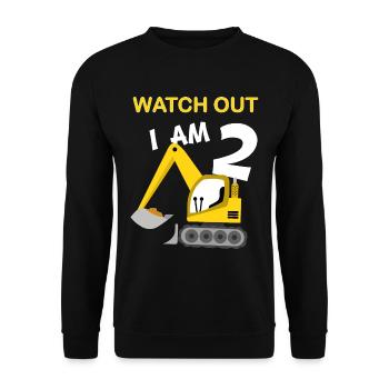 Garçon 2e anniversaire Digger Chantier de construction - Sweat-shirt Unisexe - noir - Devant - Alina (178cm) & Michal (187cm)