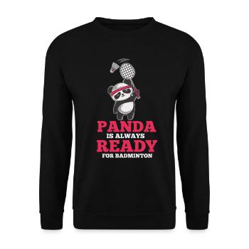 Pandabären-Tee Badminton-Spieler Tierfederball - Sweat-shirt Unisexe - noir - Devant - Alina (178cm) & Michal (187cm)