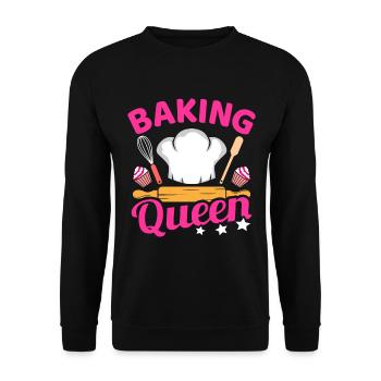 Baking Queen Bake Kitchen Baken Spruch Lustig Bäck - Unisex Pullover - Schwarz - Vorne - Alina (178cm) & Michal (187cm)