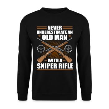 Old man sniper shooting club sport shooting - Unisex Sweatshirt - black - Front - Alina (178cm) & Michal (187cm)