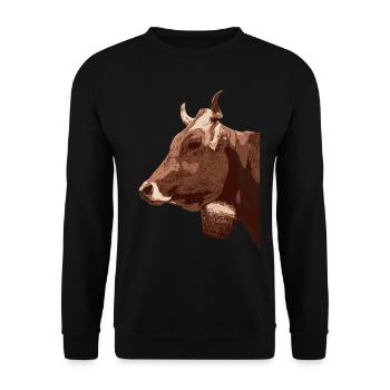 A cow from the farmer Farmer Animal motif - Unisex Sweatshirt - black - Front - Alina (178cm) & Michal (187cm)