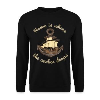 Boat, anchor, sailor, anchored, seaman, boating - Unisex Sweatshirt - black - Front - Alina (178cm) & Michal (187cm)