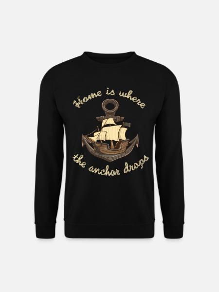 Boat, anchor, sailor, anchored, seaman, boating - Unisex Sweatshirt - black