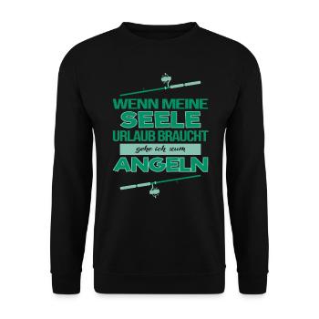 Lustiges Angler Angeln Petri Heil Fischer Geschenk - Unisex Pullover - Schwarz - Vorne - Alina (178cm) & Michal (187cm)