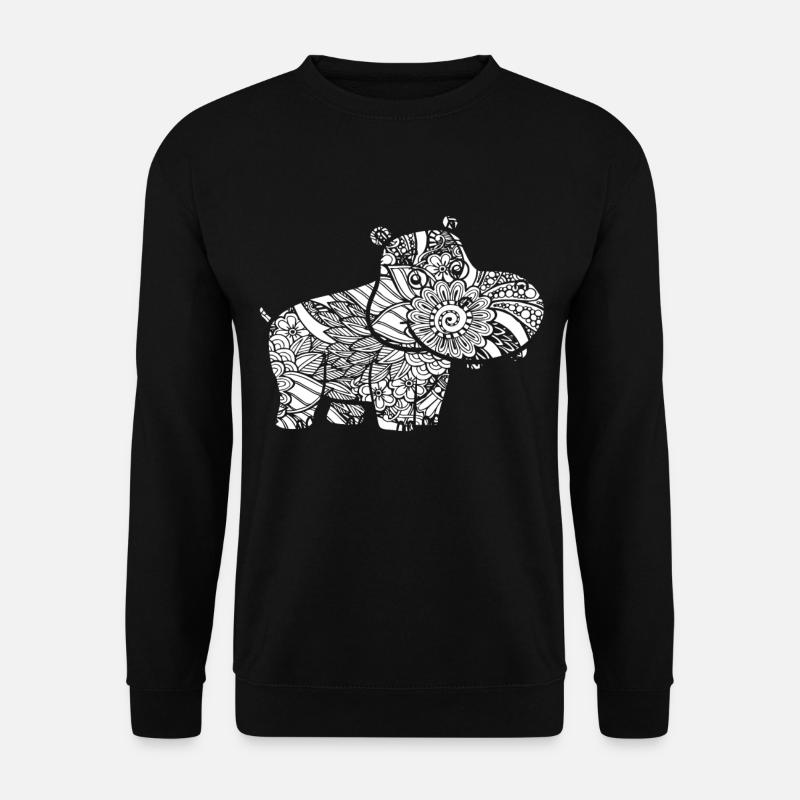 Hippo Hippo Floral Pattern - Unisex Sweatshirt - black