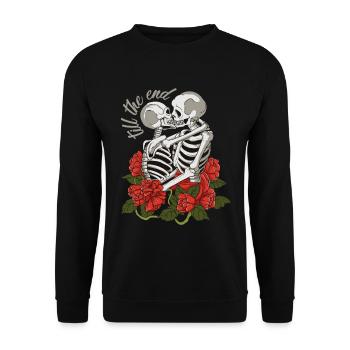 Tête de mort, Roses, Sugar Skull, till the end - Sweat-shirt Unisexe - noir - Devant - Alina (178cm) & Michal (187cm)