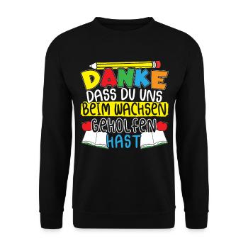 Erzieherinnen und Erzieher Geschenk Kindergärtner - Unisex Pullover - Schwarz - Vorne - Alina (178cm) & Michal (187cm)