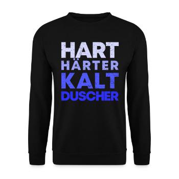 Kaltduscher Hart Männlich Kalt Duschen Geschenk - Unisex Pullover - Schwarz - Vorne - Alina (178cm) & Michal (187cm)