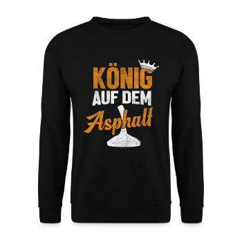 Eisstock Herzschlag Stocksport Stockschießen - Unisex Pullover - Schwarz - Vorne - Alina (178cm) & Michal (187cm)