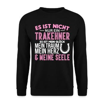 Trakehner Pferdebesitzer Pferde Reiter Geschenk - Unisex Pullover - Schwarz - Vorne - Alina (178cm) & Michal (187cm)