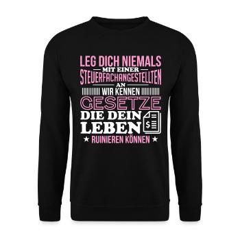Steuerfachangestellte Steuerberaterin Geschenk - Unisex Pullover - Schwarz - Vorne - Alina (178cm) & Michal (187cm)