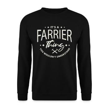 Hufschmied Hufschmiede Schmiede Geschenkidee - Unisex Pullover - Schwarz - Vorne - Alina (178cm) & Michal (187cm)