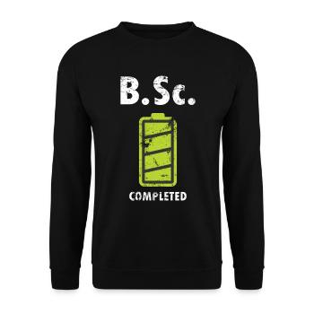 B.Sc. Bachelor of Science completed university graduate - Unisex Sweatshirt - black - Front - Alina (178cm) & Michal (187cm)