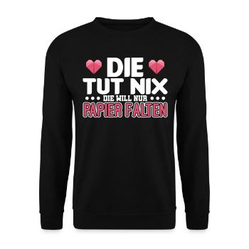 Origami - Unisex Pullover - Schwarz - Vorne - Alina (178cm) & Michal (187cm)