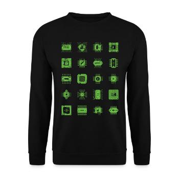 Microchips Mikrochip CPU Informatiker Hardware - Unisex Pullover - Schwarz - Vorne - Alina (178cm) & Michal (187cm)