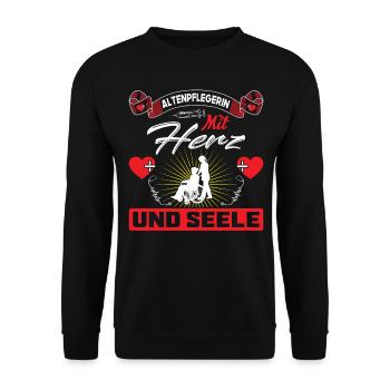 Altenpflegerin Altenpfleger Pfleger Pflegehelfer - Unisex Pullover - Schwarz - Vorne - Alina (178cm) & Michal (187cm)