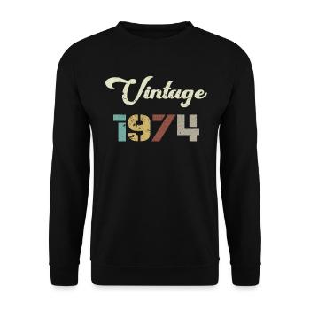 Born 1974 Birthday Gift Vintage 1974 - Unisex Sweatshirt - black - Front - Alina (178cm) & Michal (187cm)