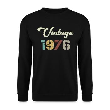 Geboren 1976 Geburtstagsgeschenk Vintage 1976 - Unisex Pullover - Schwarz - Vorne - Alina (178cm) & Michal (187cm)
