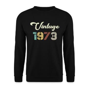 Born 1973 Birthday Gift Vintage 1973 - Unisex Sweatshirt - black - Front - Alina (178cm) & Michal (187cm)