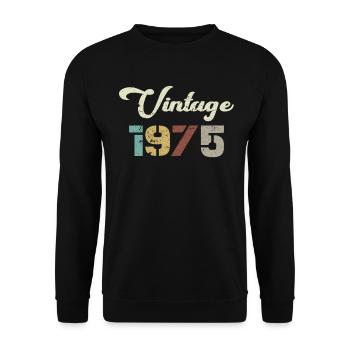 Born 1975 Birthday Gift Vintage 1975 - Unisex Sweatshirt - black - Front - Alina (178cm) & Michal (187cm)