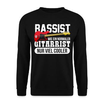 Bassist E-Bass Musiker Gitarrist Geschenk - Unisex Pullover - Schwarz - Vorne - Alina (178cm) & Michal (187cm)