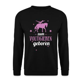 Voltigieren Voltigierpferd Volti Voltigier Geschen - Unisex Pullover - Schwarz - Vorne - Alina (178cm) & Michal (187cm)