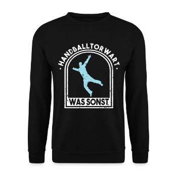 Handball Handballtorwart Handballer Geschenk - Unisex Pullover - Schwarz - Vorne - Alina (178cm) & Michal (187cm)