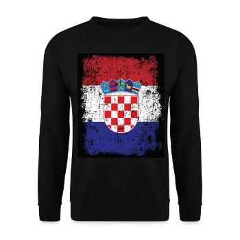 Kroatien Fahne Wappen Hrvatska kroatische Flagge - Unisex Pullover - Schwarz - Vorne - Alina (178cm) & Michal (187cm)
