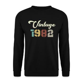 Geboren 1982 Geburtstagsgeschenk Vintage 1982 - Unisex Pullover - Schwarz - Vorne - Alina (178cm) & Michal (187cm)